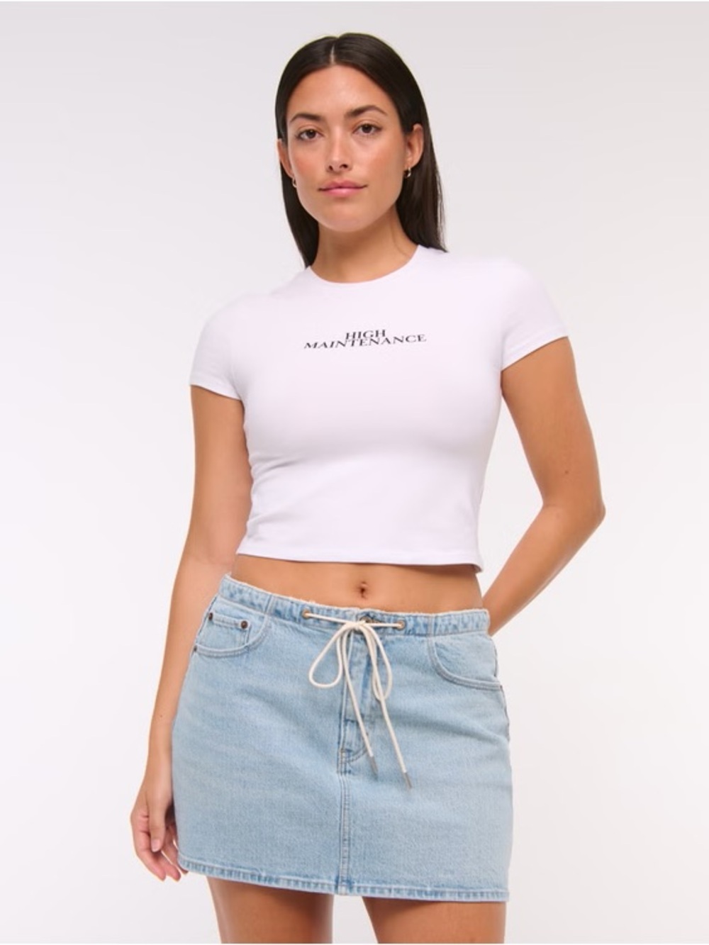 Abercrombie Tie Waist Denim Mini Skirt